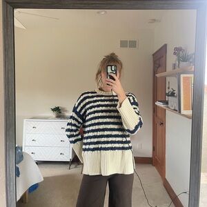Madewell Navy and Cream Striped Sweater